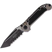 Microtech 11363NC Auto Ludt Gen III Two-Tone Serrated Tanto Button Lock Knife Gray/Black Traction Handles