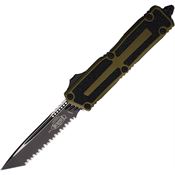 Microtech 12793OD Auto Scarab II Gen III Two-Tone Serrated Tanto OFT Knife OD Green/Black Traction Handles