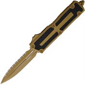 Microtech 12803CRA Auto Scarab II Gen III Tan Serrated Dagger OFT Knife Tan/Black Traction Handles