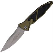 Microtech 16010APOD Socom Elite Apocalyptic Single Edge Linerlock Knife OD Green/Black Traction Handles