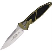Microtech 160A10OD Auto Socom Elite Stonewash Button Lock Knife OD Green/Black Traction Handles