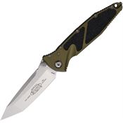Microtech 16110OD Socom Elite Stonewash Tanto Linerlock Knife OD Green/Black Traction Handles