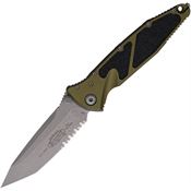 Microtech 16111APOD Socom Elite Apocalyptic Part Serrated Single Edge Tanto Linerlock Knife OD Green Handles