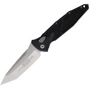 Microtech 161A10 Auto Socom Elite Stonewash Tanto Button Lock Knife Black/Black Traction Handles