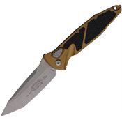 Microtech 161A10APTA Auto Socom Elite Apocalyptic Button Lock Knife Tan/Black Traction Handles