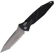Microtech 161A12AP Auto Socom Elite Apocalyptic Serrated Tanto Button Lock Knife Black/Black Traction Handles