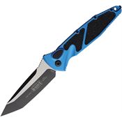 Microtech 161A1BL Auto Socom Elite Two-Tone Tanto Button Lock Knife Blue/Black Traction Handles