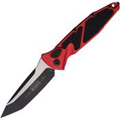 Microtech 161A1RD Auto Socom Elite Two-Tone Tanto Button Lock Knife Red/Black Traction Handles