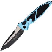 Microtech 161A1TQ Auto Socom Elite Two-Tone Tanto Button Lock Knife Turquoise/Black Traction Handles