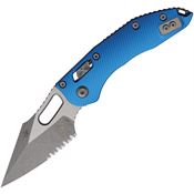 Microtech 17481 Stitch Apocalyptic Part Serrated Ram-Lok Knife Blue Fluted Handles