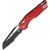 Microtech 2102FRRD MSI Two-Tone Part Serrated Sheepsfoot Ram-Lok Knife Red Fluted Handles