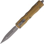 Microtech 22710APTA Auto Dirac Delta Apocalyptic Double Edge Dagger OFT Knife Tan Aluminum Handles