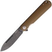 Ontario 9001 Ischua Creek Black Stonewash Spear Point Linerlock Knife brown Micarta Handles