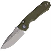 Remette NGD2 Rhino Bead Blast Button Lock Knife OD Green G10 Handles