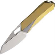 Remette TWPG Woodpecker Bead Blast Linerlock Knife Gold Stonewash Titanium Handles