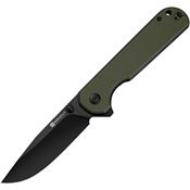 SenCut 240952 Aetheris Black Clip Point Linerlock Knife OD Green G10 Handles