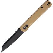 Defcon 013DM Operator Black Reverse Tanto Button Lock Knife Tan Handles