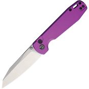 Defcon 014PP Tier 1 Satin Sheepsfoot Button Lock Knife Purple Handles