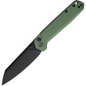 Defcon 015OD Tier 2 Black Sheepsfoot Button Lock Knife OD Green Handles