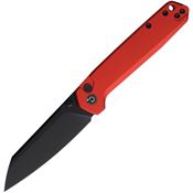 Defcon 015RD Tier 2 Black Sheepsfoot Button Lock Knife Red Handles