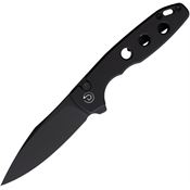 Defcon 016BK Ghost Black Sheepsfoot Button Lock Knife Black Handles