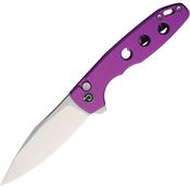 Defcon 016PP Ghost Satin Sheepsfoot Button Lock Knife Purple Handles