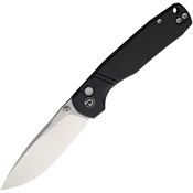Defcon 017BK Delta Satin Recurve Button Lock Knife Black Handles
