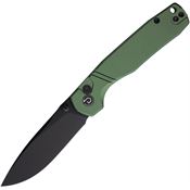 Defcon 017OD Delta Black Recurve Button Lock Knife OD Green Handles
