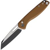 Defcon 020BR Warhawk Two-Tone Sheepsfoot Button Lock Knife Tan G10 Handles