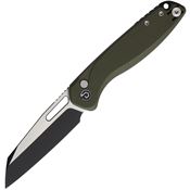 Defcon 020OD Warhawk Two-Tone Sheepsfoot Button Lock Knife OD Green Micarta Handles