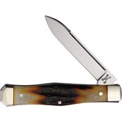 Titusville S01 Lexingtonian Satin Carbon Steel Folder Knife Amber Stag Handles