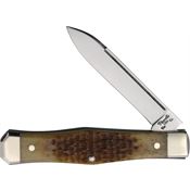 Titusville S03 Lexingtonian Satin Carbon Steel Folder Knife Iron Furnace Jigged Bone Handles