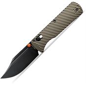 Vosteed A4102 Vombat Black Stonewash Bowie Crossbar Lock Knife Olive Aluminum Handles