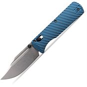 Vosteed A4108 Vombat Stonewash Bowie Crossbar Lock Knife Blue Aluminum Handles