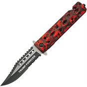 Miscellaneous 0325RD Trump Two-Tone part Serrated Linerlock Knife Red Handles