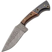 Damascus 1403 Hammerhead Hunter Damascus Fixed Blade Knife Black/Brown Handles