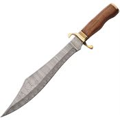 Damascus 1407 Scimitar Hunter Damascus Fixed Blade Brown Wood Handles