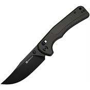 SenCut 25001A1 Slybolt Black Clip Point Crossbar Lock Knife Dark Green Micarta Handles