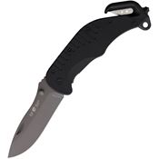 Euro Security RK01 Rescue Gray Drop Point Linerlock Knife Black Handles