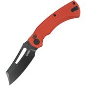Kubey 378C Dheo EDC Black Stonewash Wharncliffe Button Lock Knife Red G10 Handles