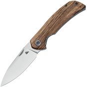 Black Fox 781ZW Paradigma Satin D2 Carbon Steel Drop Point Linerlock Knife Zebrawood Handles