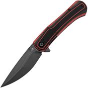 Tenable 1024A1 Kratos Blackwash Drop Point Linerlock Knife Black/Red G10 Handles