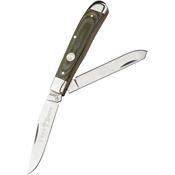 Boker 110888 TS 2.0 Satin D2 Carbon Steel Trapper Knife Green Micarta Handles