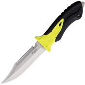 TUSA 910FY X-Pert II Satin Sawback Dive Knife Black/Yellow Rubberized Handles