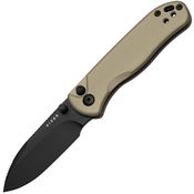 Kizer V36192CD1 Drop Bear 2 Black Drop Point Button Lock Knife Tan Handles