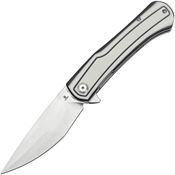 Tenable 1024A5 Kratos Stonewash Drop Point Linerlock Knife Black/White G10 Handles