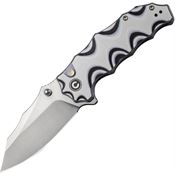 Civivi 240283 Natterjack Satin Clip Point Button Lock Knife Black/White G10 Handles