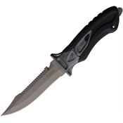 TUSA 940TIMS X-Pert II Gray Sawback Dive Knife Black/Silver Rubberized Handles