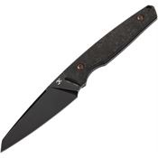 Kansept 011A1 Parr Blackwash Sheepsfoot Fixed Blade Knife Shred Carbon Fiber Handles