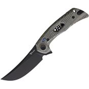 Reate 196 PL-7 Black Pivot Lock Knife Black/Green Micarta Handles